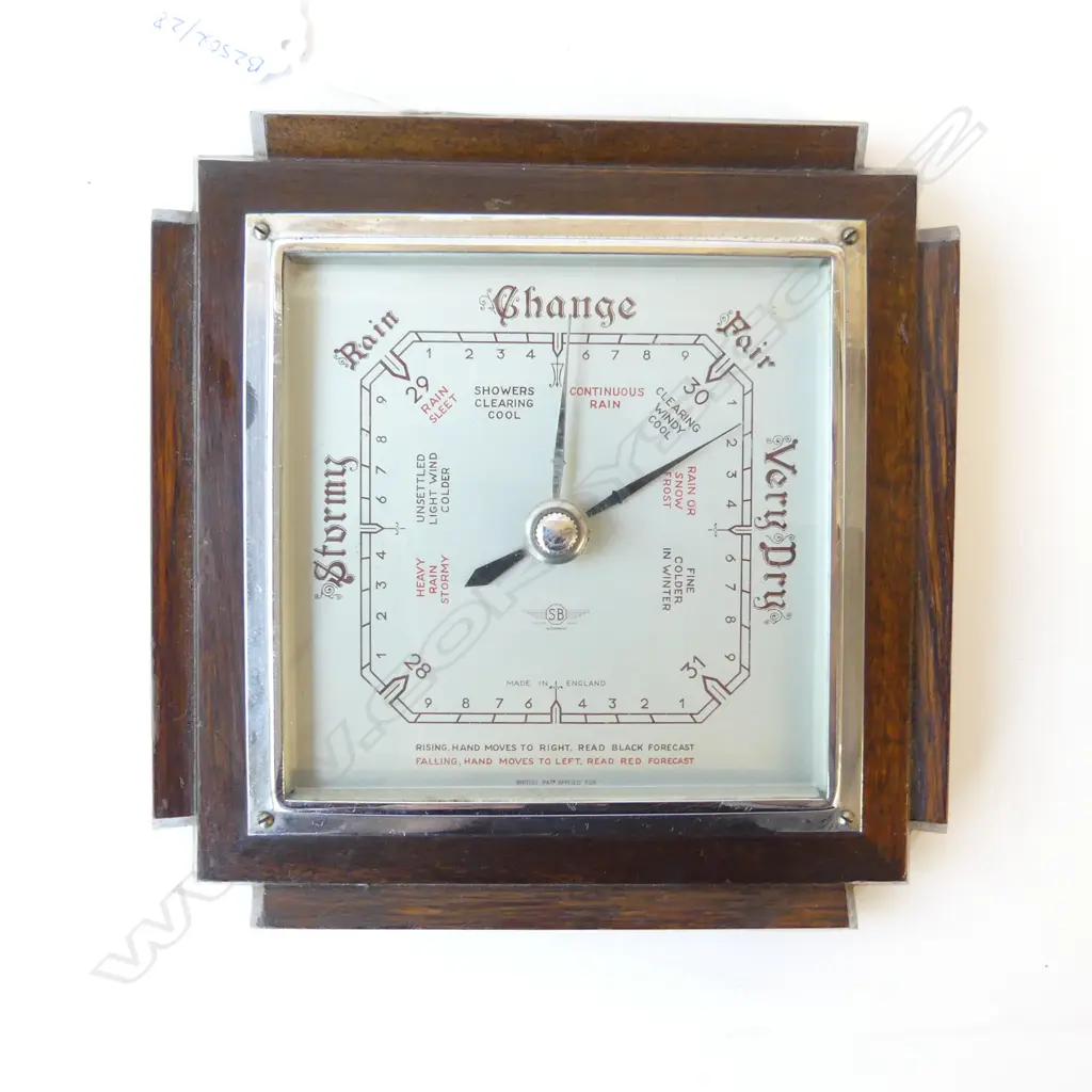 VINTAGE OAK CASED BAROMETER MADE IN ENGLAND SB L.185MM Image 1++