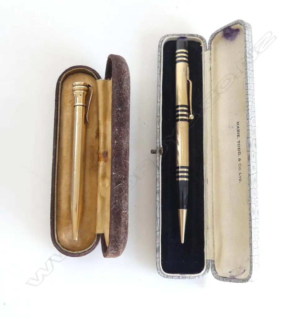 2 PROPELLING PENCILS IN ORIGINAL BOXES, EVERSHARP GOLD PLATE & MABIE TODD & CO LTD Image 1++