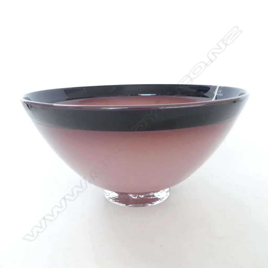 LRG FOOTED PINK/PURPLE BOWL, HOGLUND NZ ART GLASS 2000. H.140mm DIA.270mm Image 1++