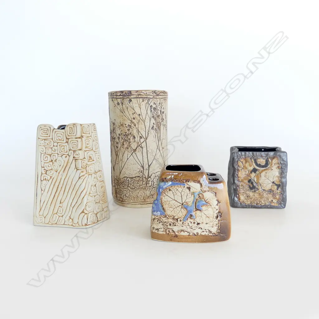 4 STUDIO POTTERY VASES TENMOKO POTTERY H170 TALLEST Image 1++