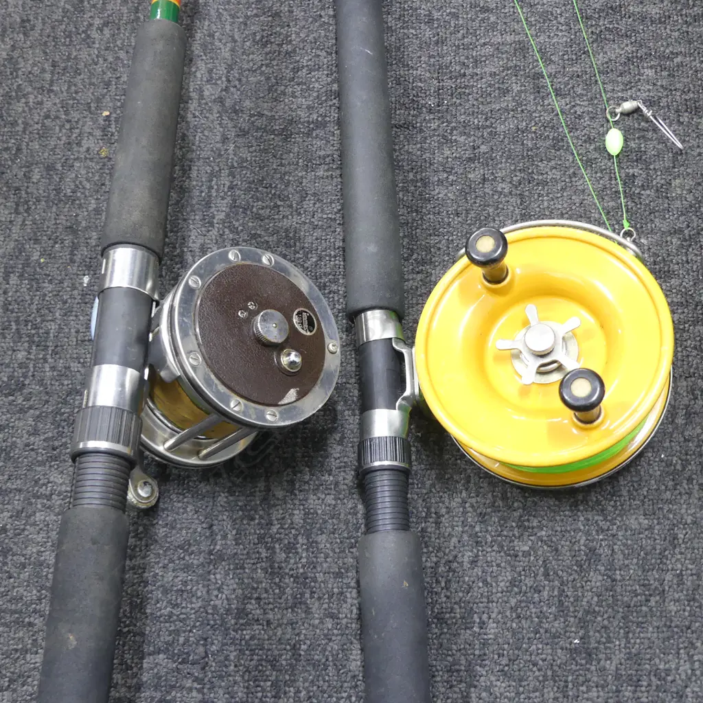 TWO NZ MADE FISHING RODS [REELMASTER + WINROD DEEPWATER] WITH REELS Image 1++