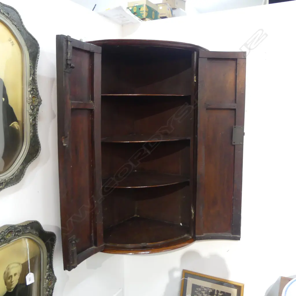 GEORGIAN MAHOGANY CORNER CUPBOARD 380x380x830mm Image 1++