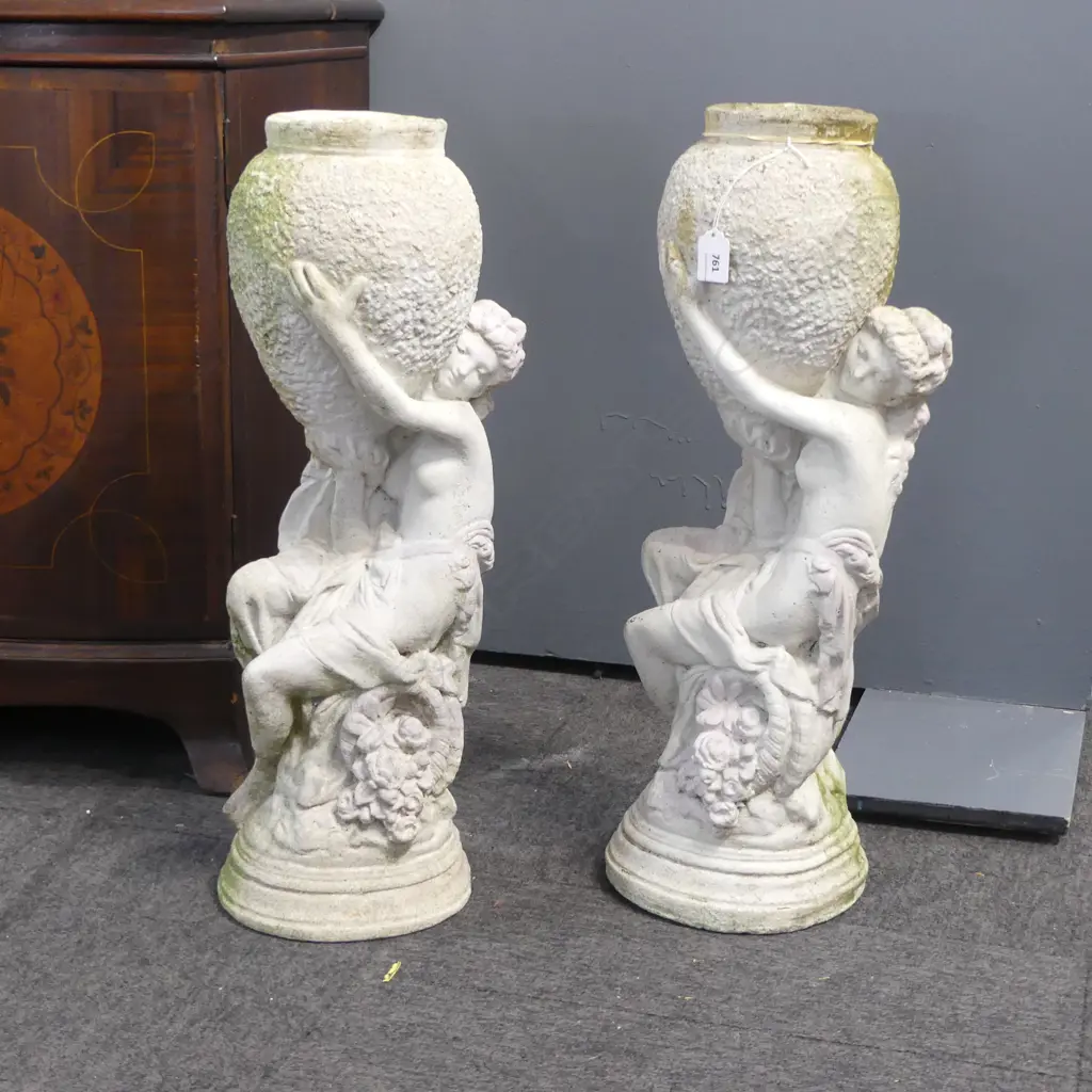 PAIR OF WATER CARRIER GARDEN STATUES H590MM Image 1++