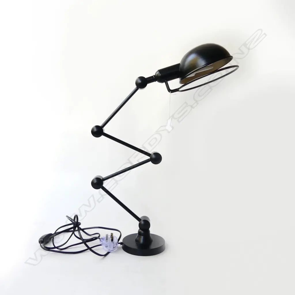 INDUSTRIAL  JIELDE-STYLE ADJUSTABLE HEAVY BLACK METAL 4 ARM LAMP - WORKS Image 1++