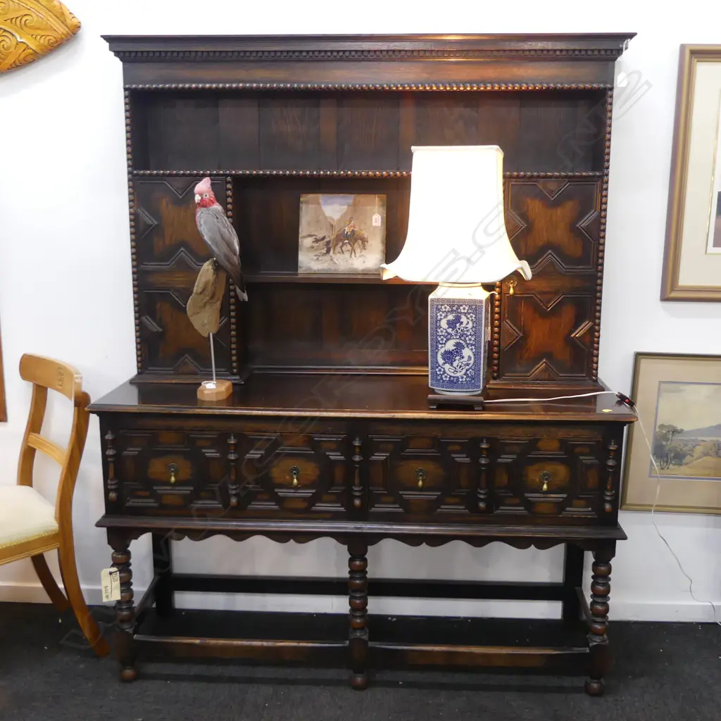 EARLY 20thC JACOBEAN STYLE OAK KITCHEN DRESSER  Image 1++