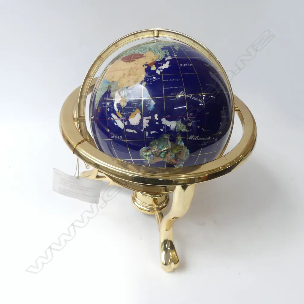 GEMSTONE GLOBE w. COMPASS IN STAND H.340mm Image 1++