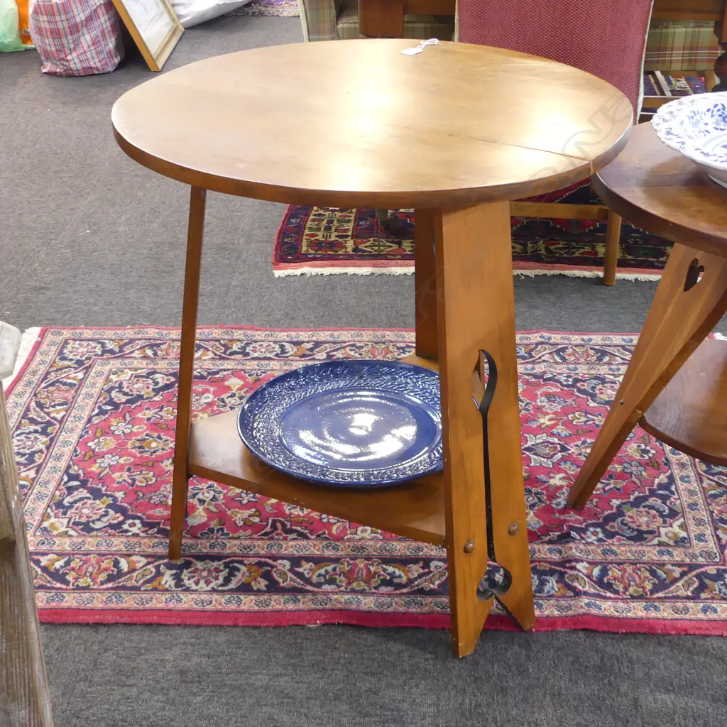 ARTS & CRAFTS SIDE TABLE 725mm dia H.740mm Image 1++