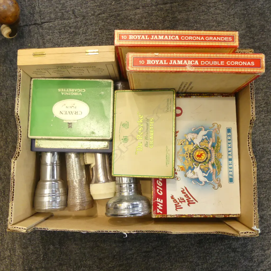 CIGAR BOXES + 4 VINTAGE TORCHES Image 1++
