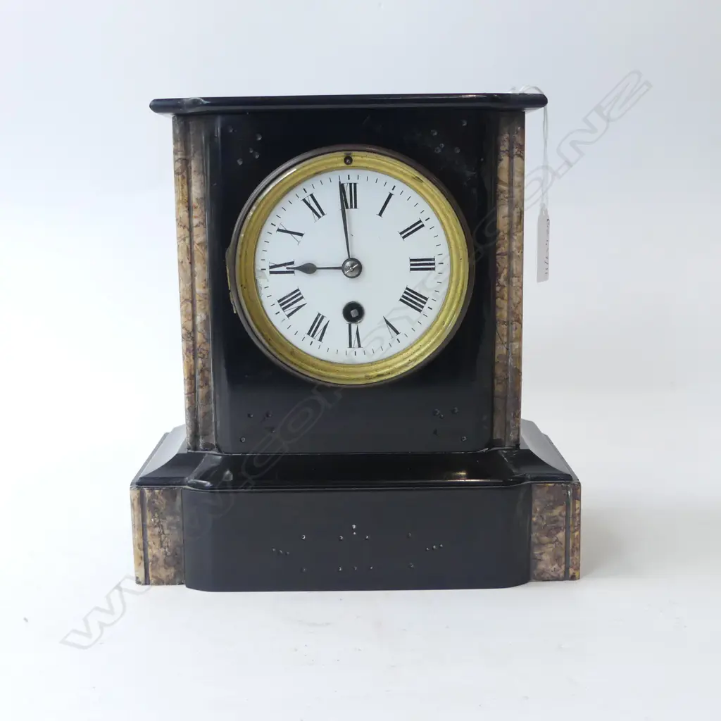 ANTIQUE BLACK SLATE MANTLE CLOCK H.225mm Image 1++