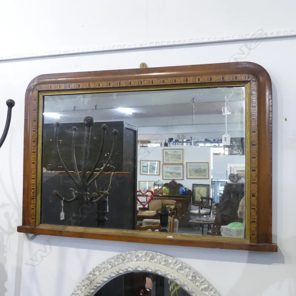 VICTORIAN MARQUETRY DECORATED MIRROR Image 1++