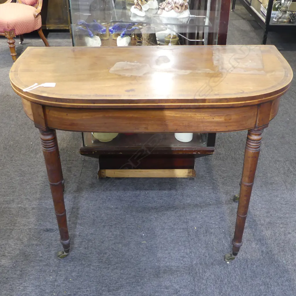 ANTIQUE MAHOGANY CARD TABLE 900x445x705mm - REQ. REFINISHING Image 1++
