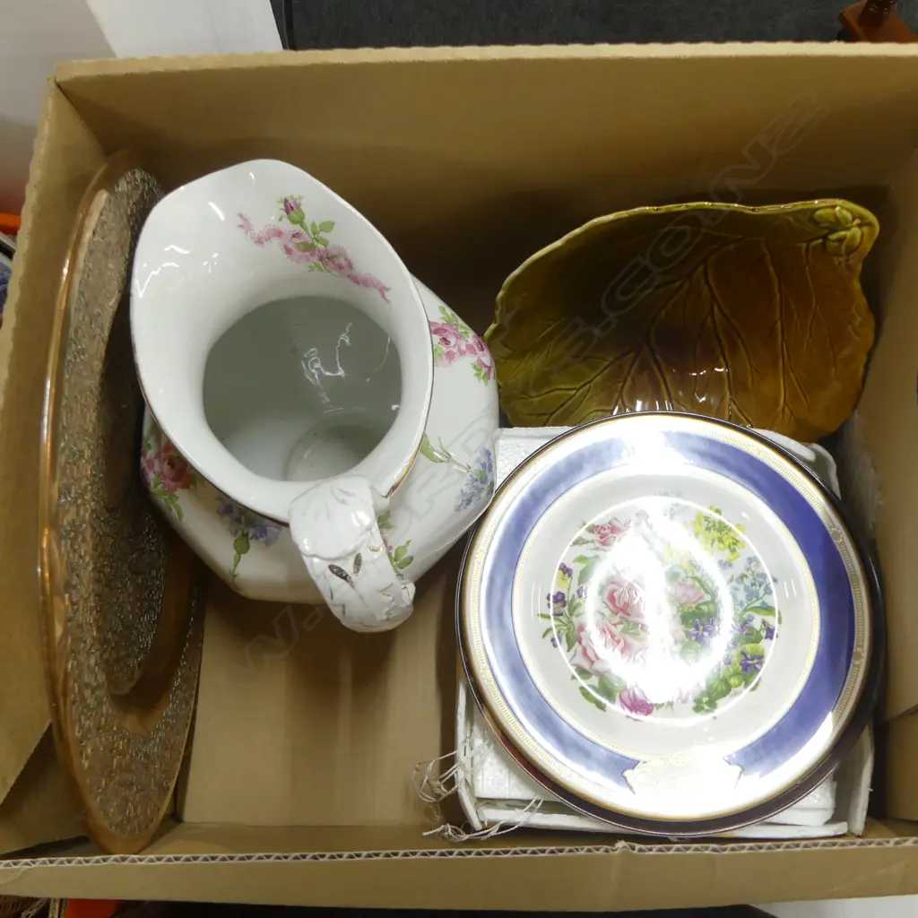 BOX LOT BOOTHS LARGE JUG COMMEMRATIVE PLATES WINTON BOWL ETC Image 1++