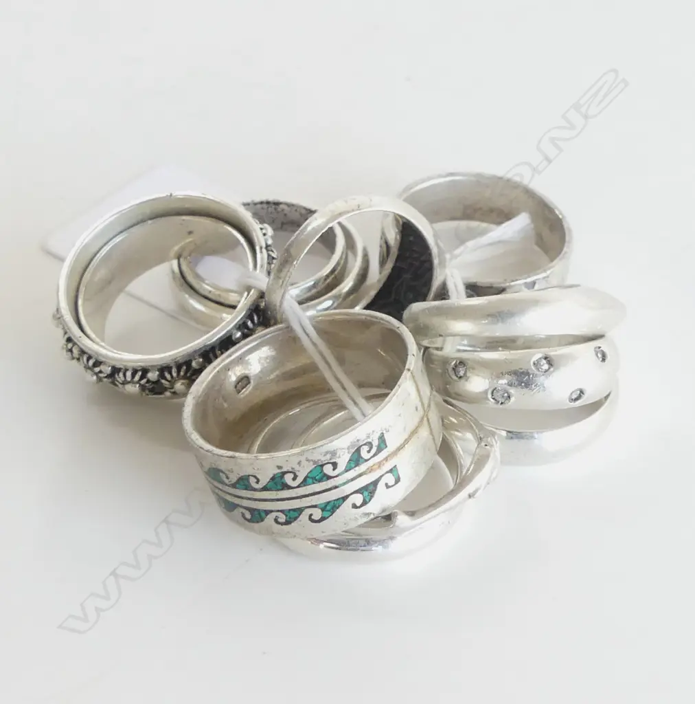 12 SILVER RINGS 52gms Image 1++