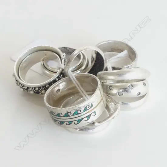 12 SILVER RINGS 52gms