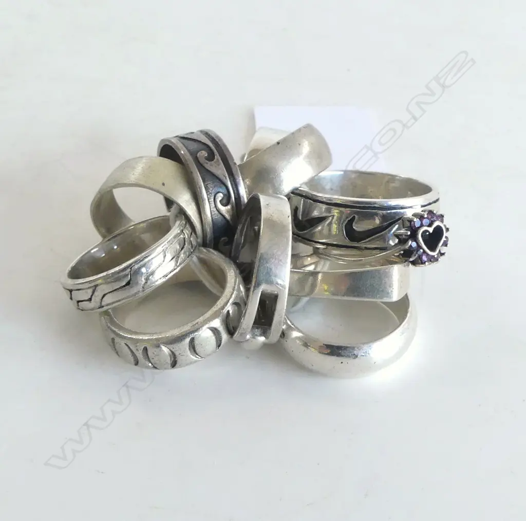 12 SILVER RINGS 60gms Image 1++