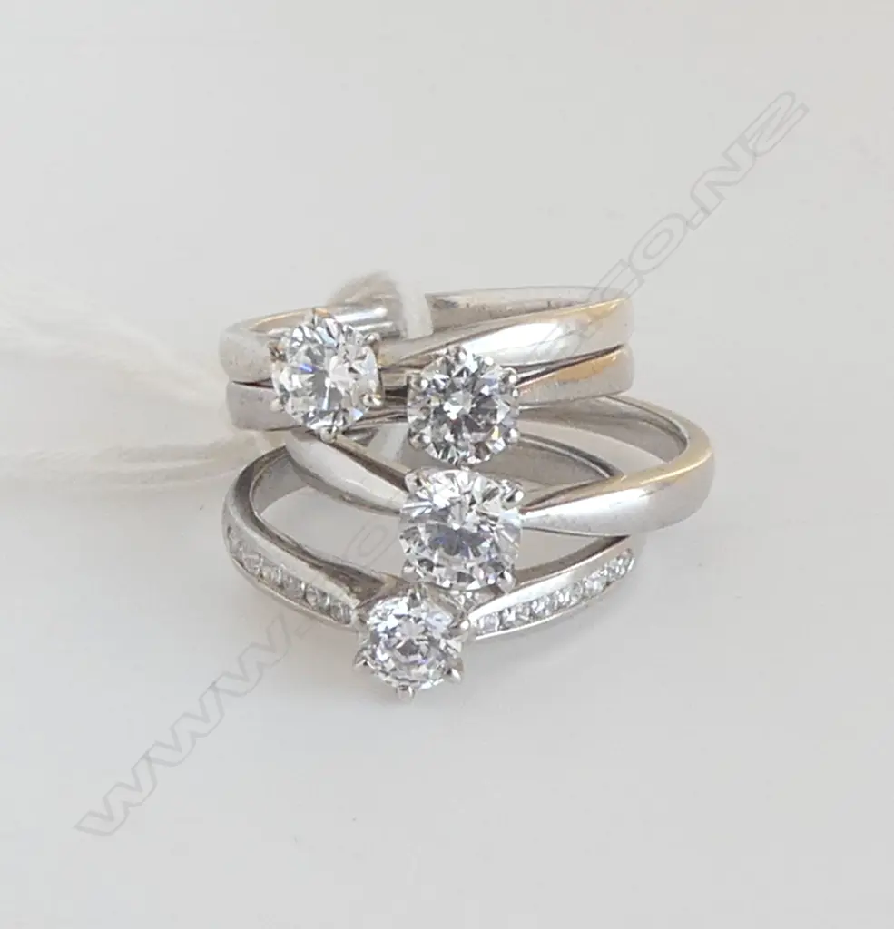 4 SILVER & CZ DRESS RINGS Image 1++