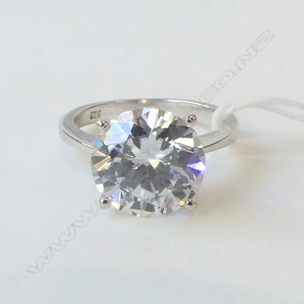 SILVER SOL. CZ DRESS RING SIZE N Image 1++