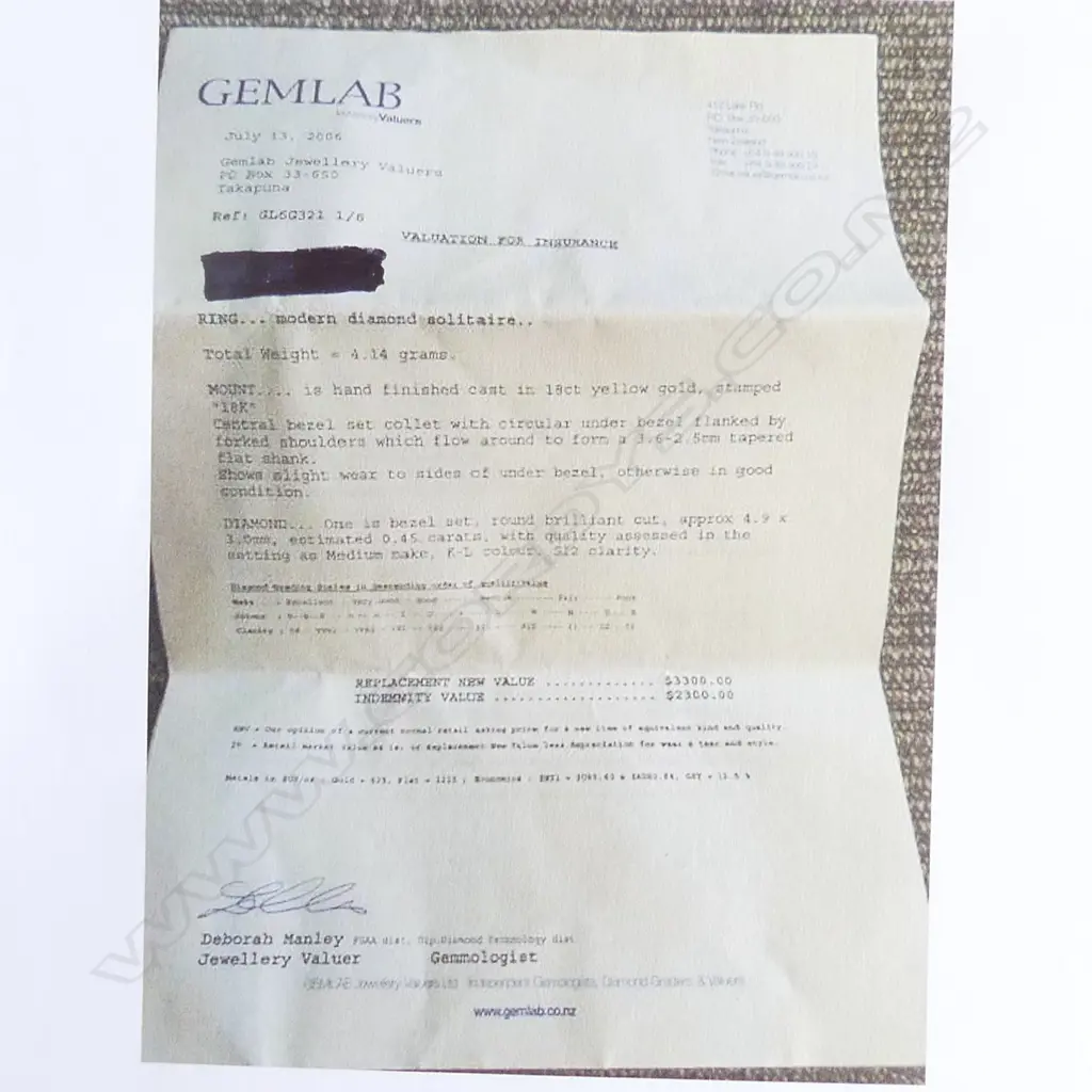 18ct GOLD 0.45ct DIAMOND K-L SI2 SOLITAIRE RING w. VALUATION 3.9gm  SIZE M Image 1++