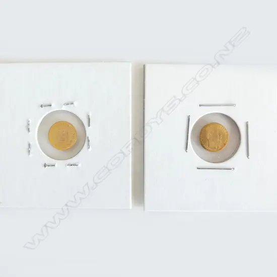 2 MINI 'MEXICANO 1865' GOLD COINS