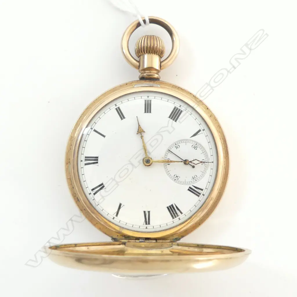 GOLD PLATE HALF HUNTER DENNISON POCKET WATCH Image 1++