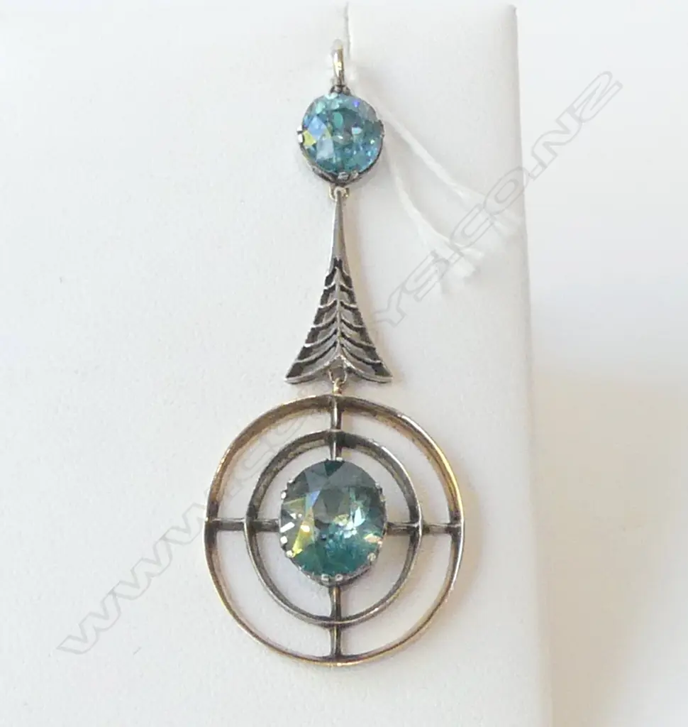 VINTAGE SILVER AND GOLD BLUE ZIRCON PENDANT  Image 1++