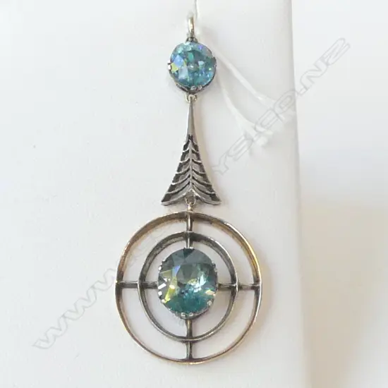 VINTAGE SILVER AND GOLD BLUE ZIRCON PENDANT 