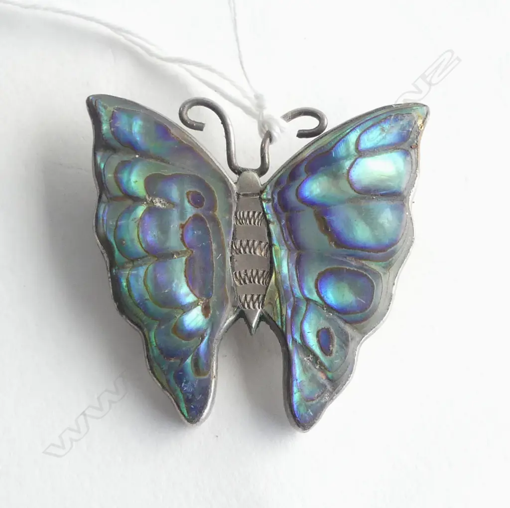 SILVER & PAUA BUTTERFLY BROOCH Image 1++