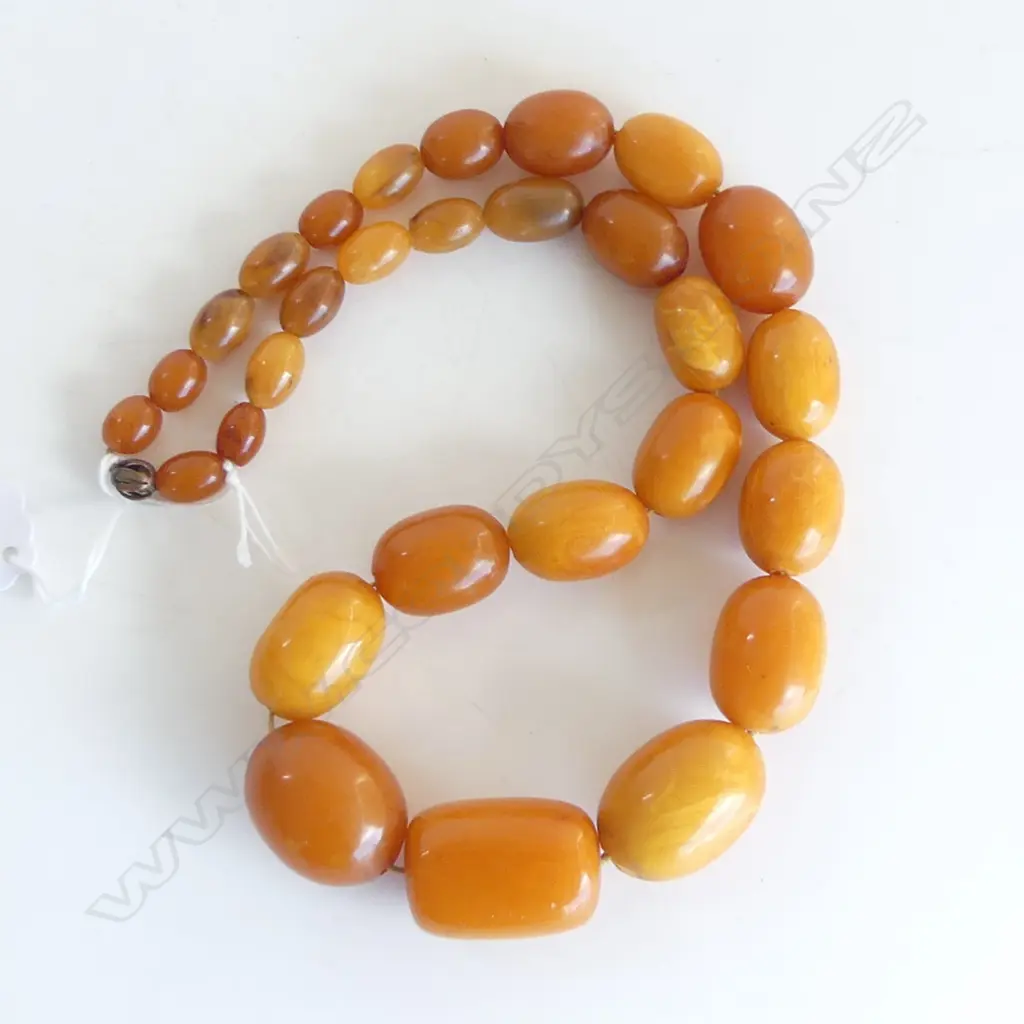 VINTAGE AMBER BEAD NECKLACE L.560mm Image 1++