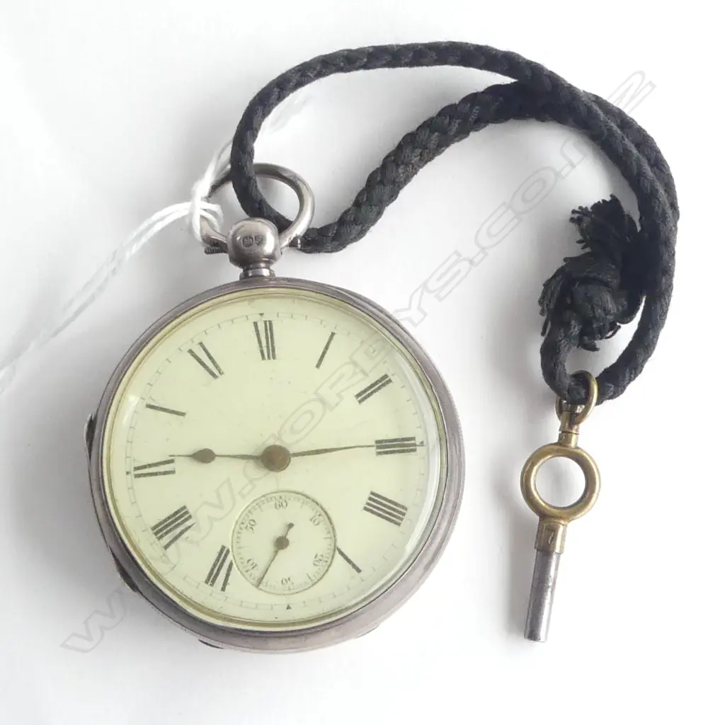 19thC SILVER FUSEE GENTS OPEN FACE POCKET WATCH running London 1880 w key apparently running  Image 1++