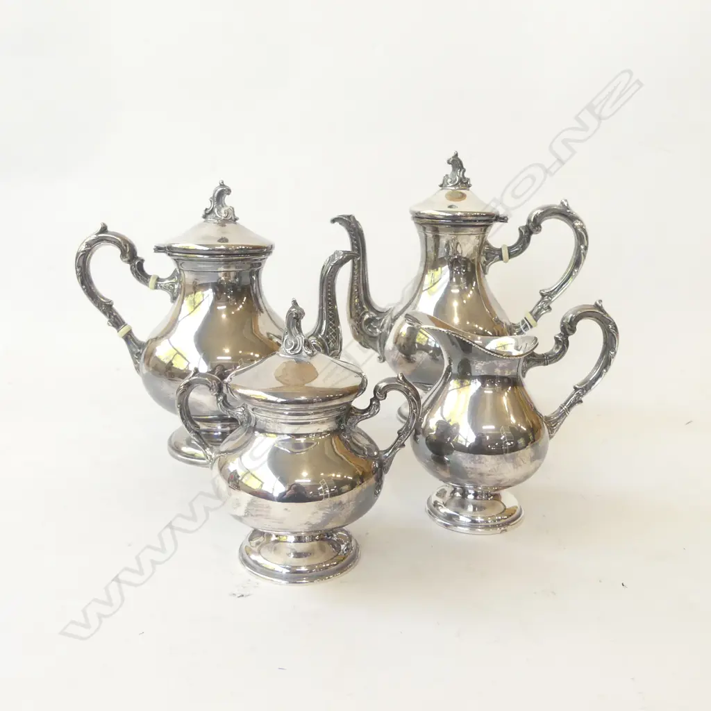4 PCE CAMUSSO PERU STERLING SILVER COFFEE & TEA SET 1176gms Image 1++