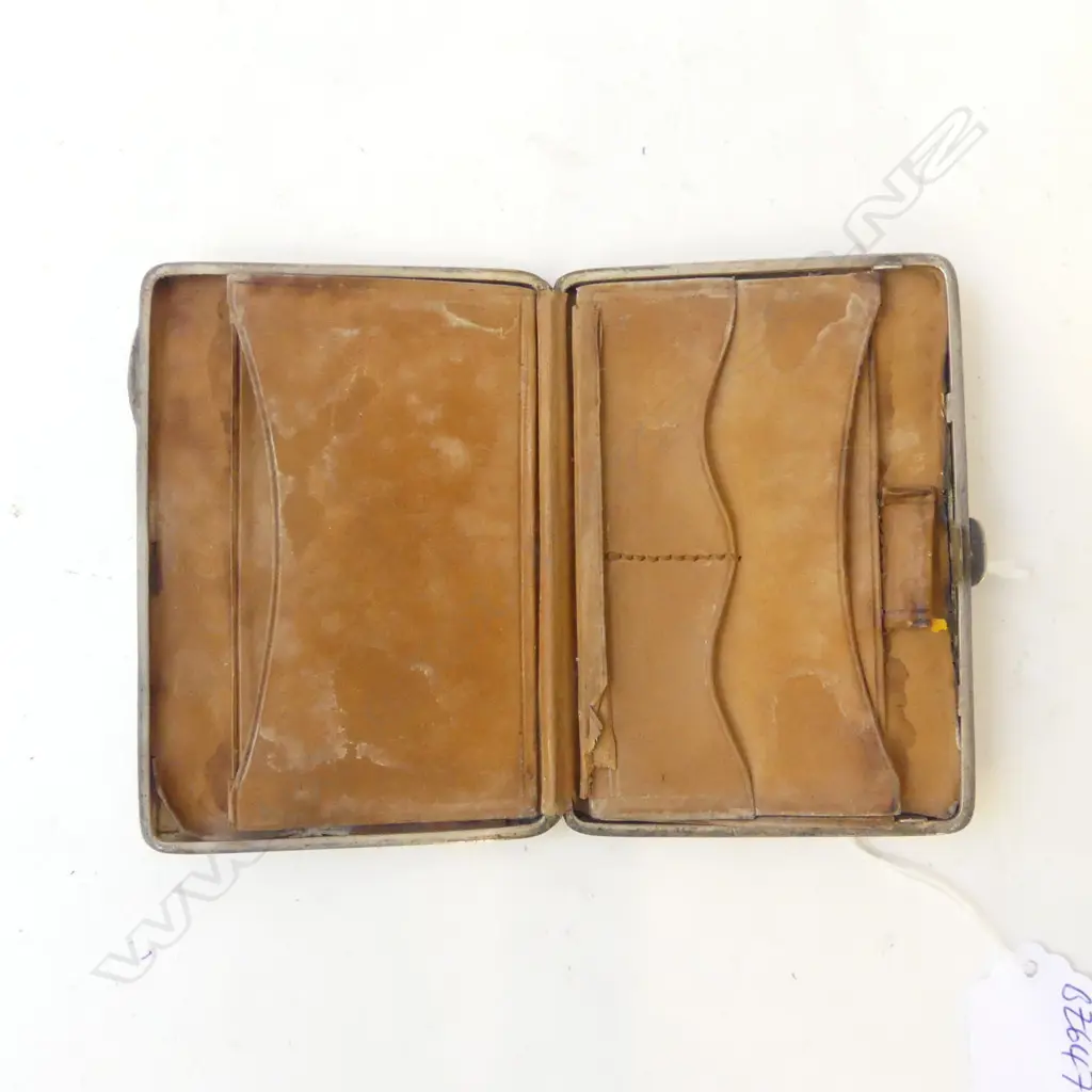 FANCY SILVER EMBOSSED CARD CASE Birmingham 1902 fitted leather lining faulted Image 1++