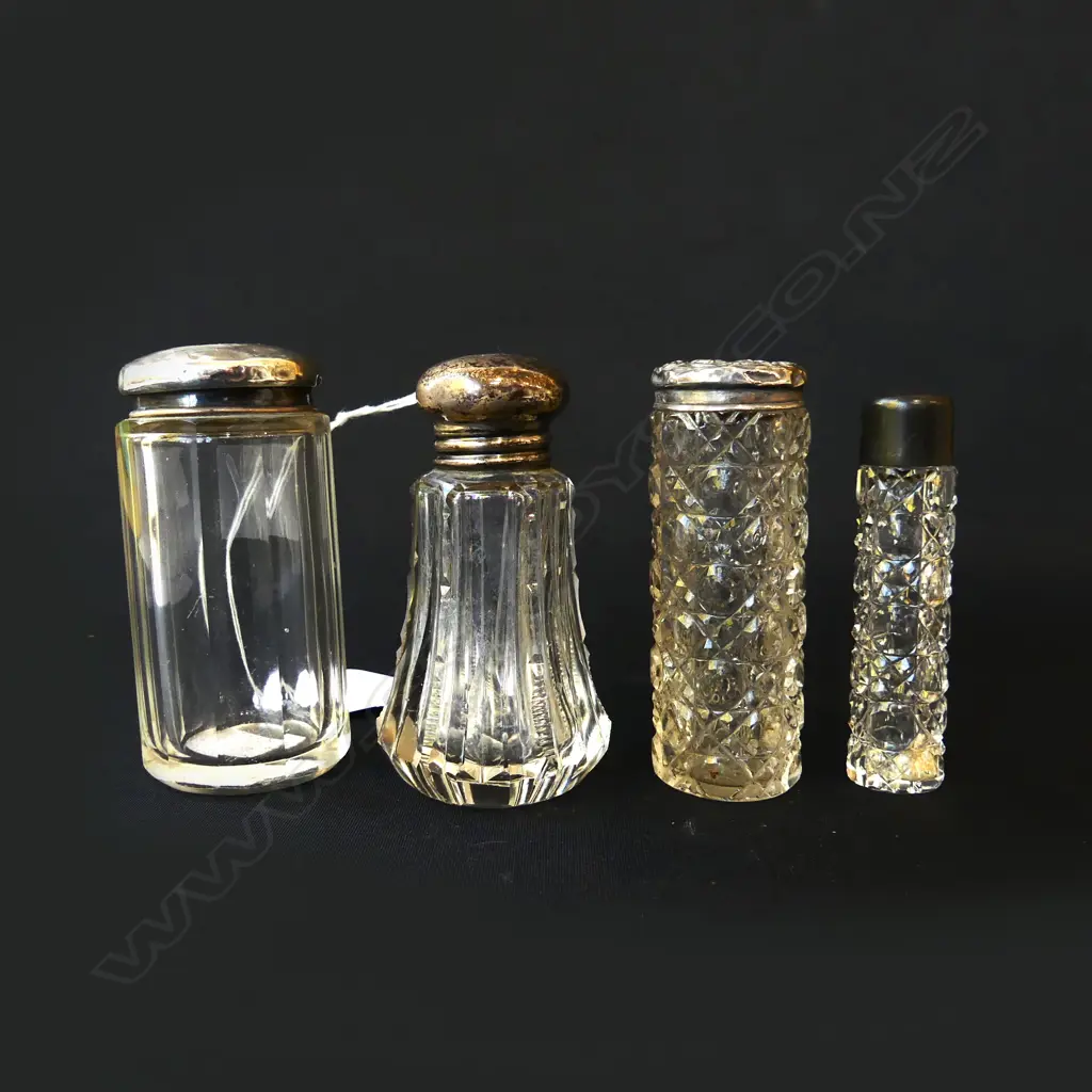 FOUR SILVER TOP DRESSING TABLE BOTTLE, H.80mm Image 1++