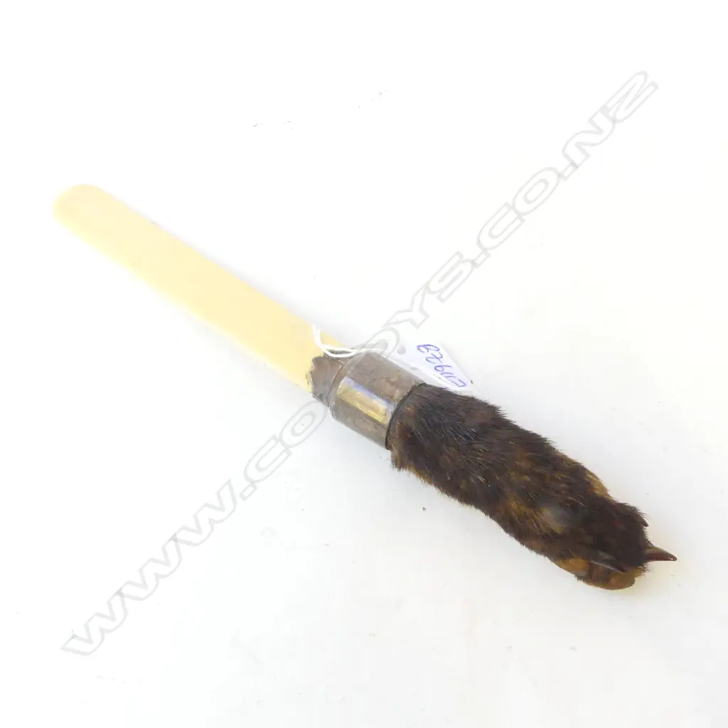 c1900 IVORY ? & OTTER? PAW LETTER OPENER SILVER FITTING Image 1++