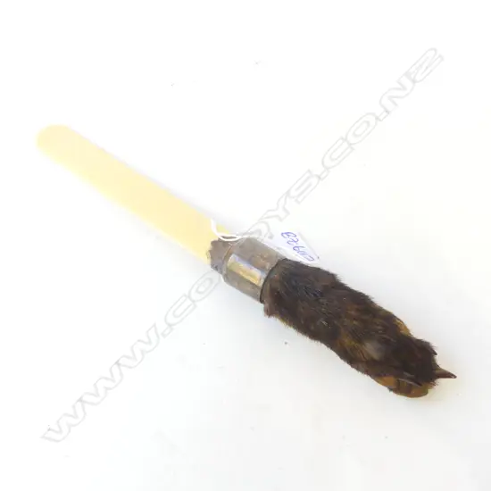c1900 IVORY ? & OTTER? PAW LETTER OPENER SILVER FITTING