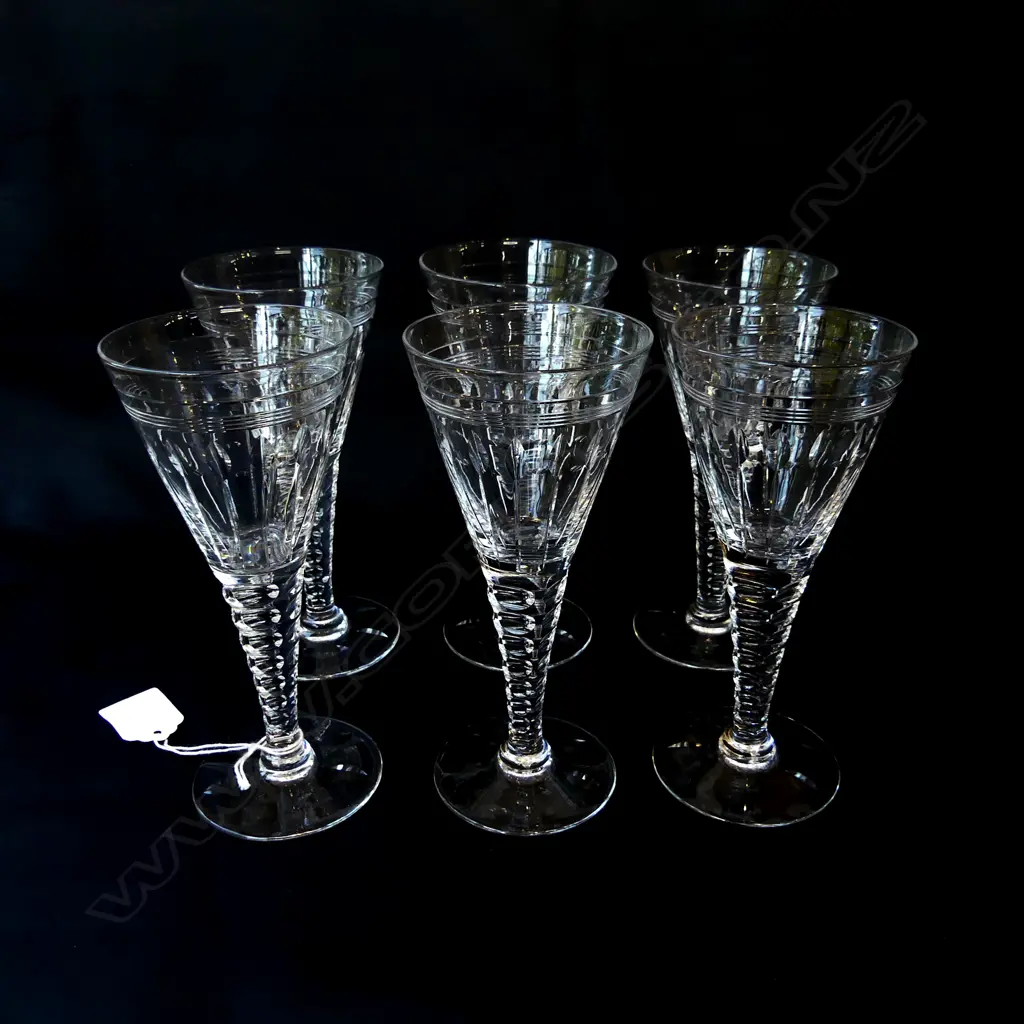 SIX STUART CRYSTAL WINE FLUTES, H.165mm Image 1++