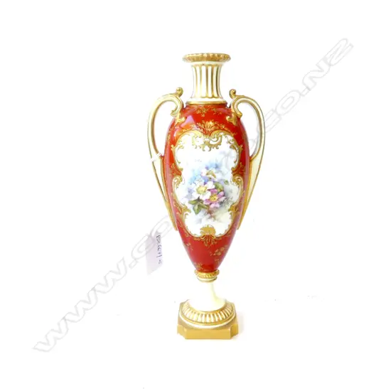 ROYAL WORCESTER RED URN VASE H.215mm