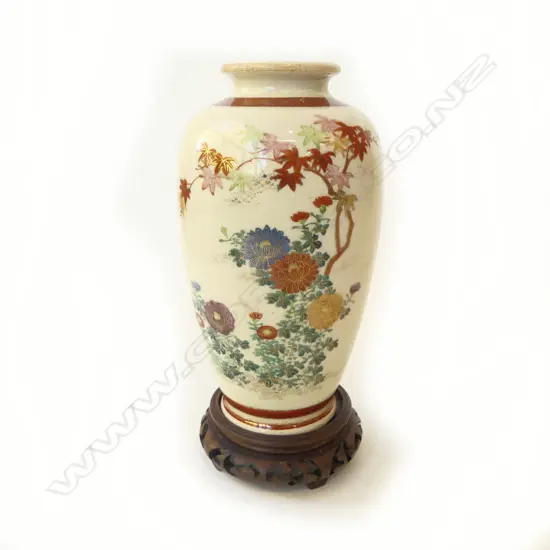 SATSUMA VASE ON STAND, H.220mm