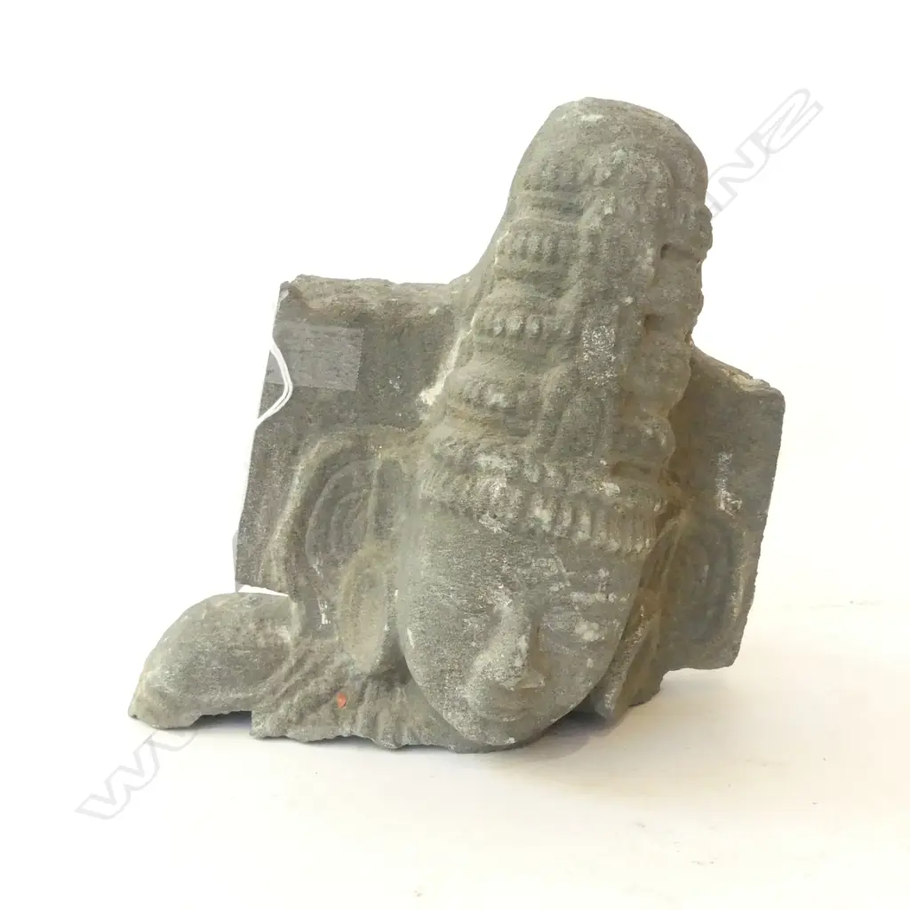 CARVED STONE ORIENTAL HEAD SCULPTURE FRAGMENT H.200mm Image 1++