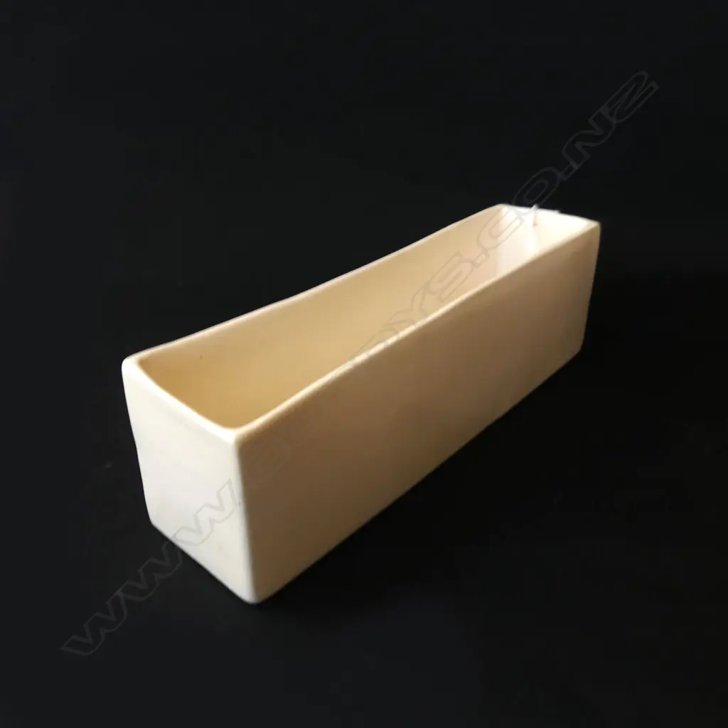 O J STEPHENS WHITE STUDIO POTTERY TROUGH VASE, L.225mm Image 1++