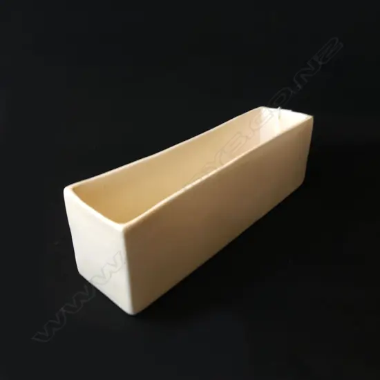 O J STEPHENS WHITE STUDIO POTTERY TROUGH VASE, L.225mm