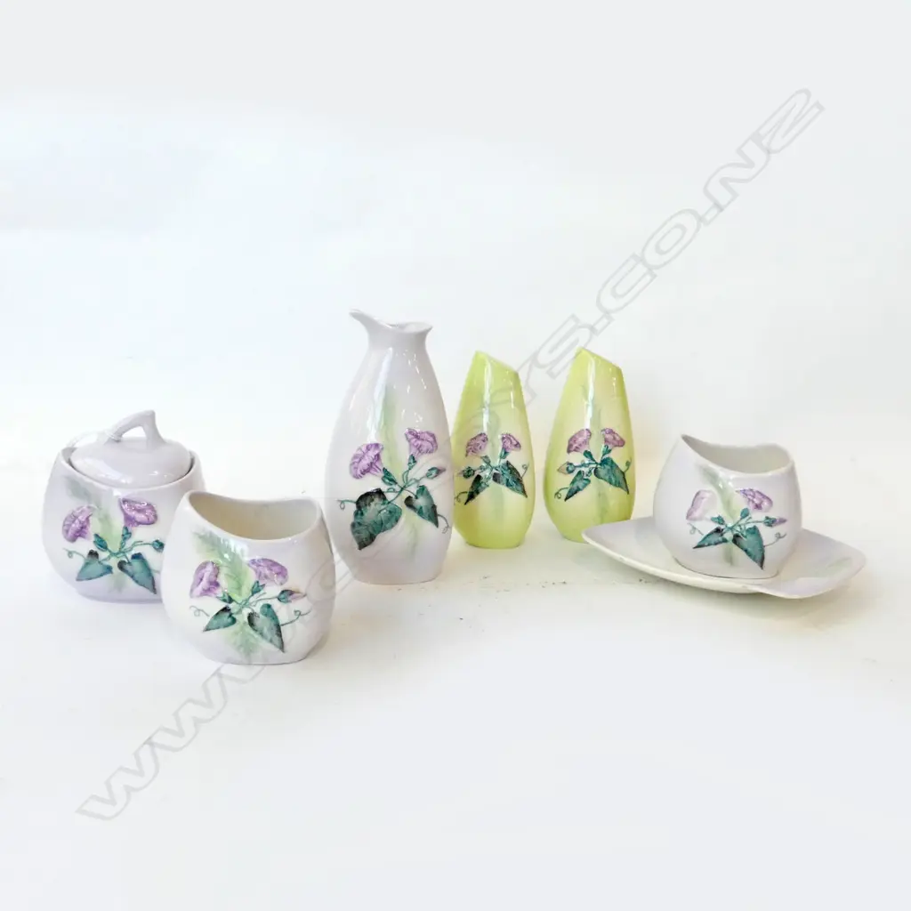 5PC 1950s CARLTONWARE PURPLE CONVOLVULUS Image 1++