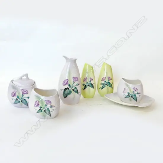 5PC 1950s CARLTONWARE PURPLE CONVOLVULUS