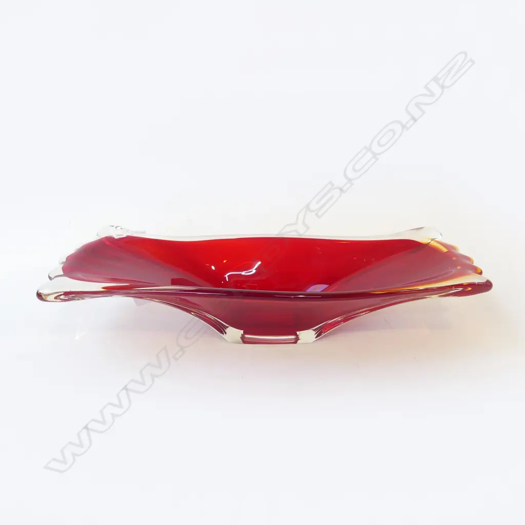 MURANO RETRO  GLASS RED LONG BOWL, L.380mm Image 1++