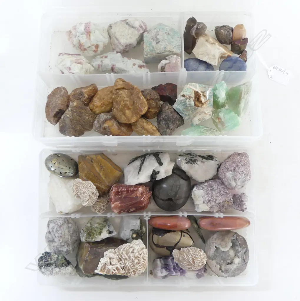 2 BOXES ASST. GEM STONES; LABRADORITE ETC Image 1++