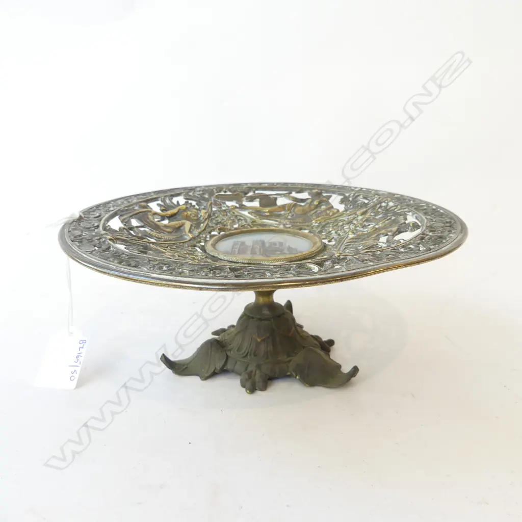 VICTORIAN BRONZE & HAND PAINTED YORK MINSTER  COMPORT, DIA.220mm Image 1++