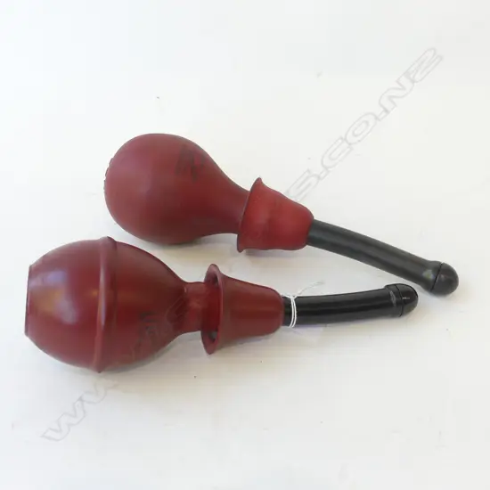 TWO VINTAGE WHIRLING SYRINGES BRITISH MADE ELLICO & FRANKLIN, L.250MM