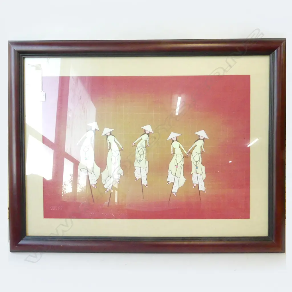 P LIN STILT WALKING LARGE CHINESE OIL, 700 X 920mm Image 1++