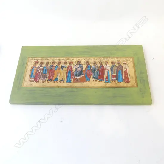 NATALIA ATAYA 'JESUS LINE' ACRYLIC ON BOARD / GOLD LEAF 245x485mm