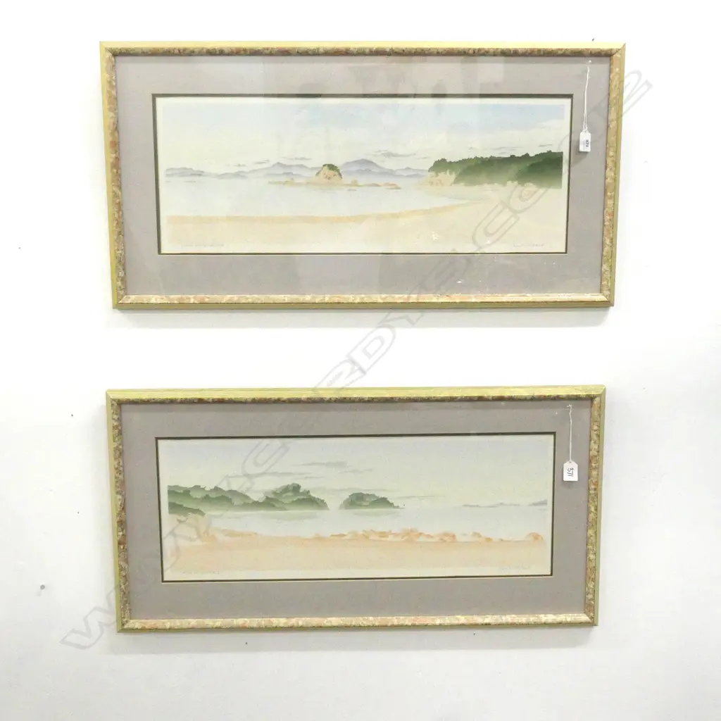 2 GRANT MITCHELL PRINTS; LITTLE KAITERITERI I & II, 255x680mm Image 1++