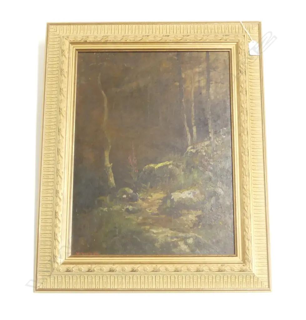 W. MENZIES GIBB OIL PAINTING on canvas on board BUSH SCENE with foxgloves 470 x 355mm Image 1++